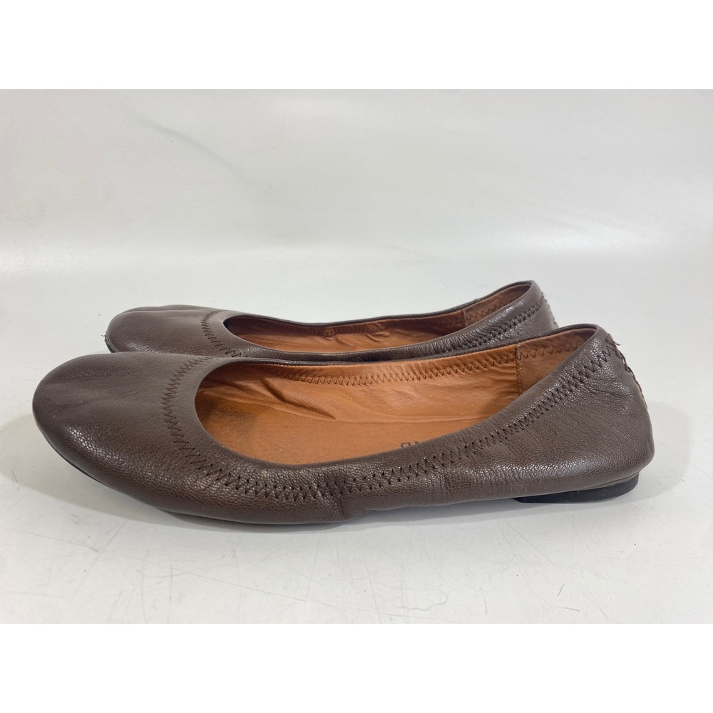 Lucky Brand LK Emmie Brown Leather Ballet Flats Womens Slip On Shoes 8.5